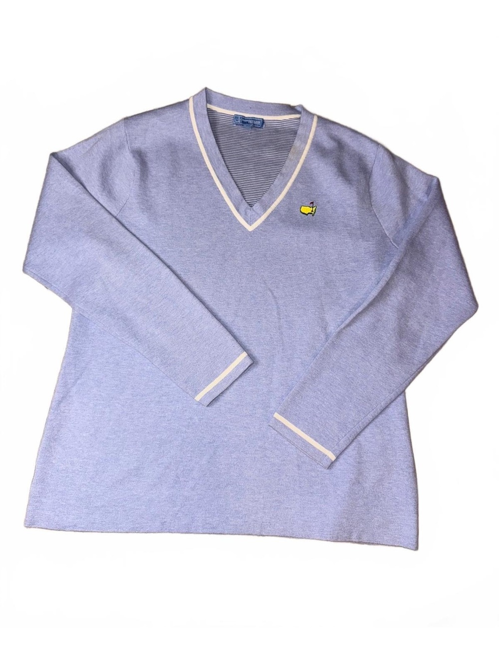 Masters Magnolia Lane Collection Blue V-Neck Golf Sweater Size Medium